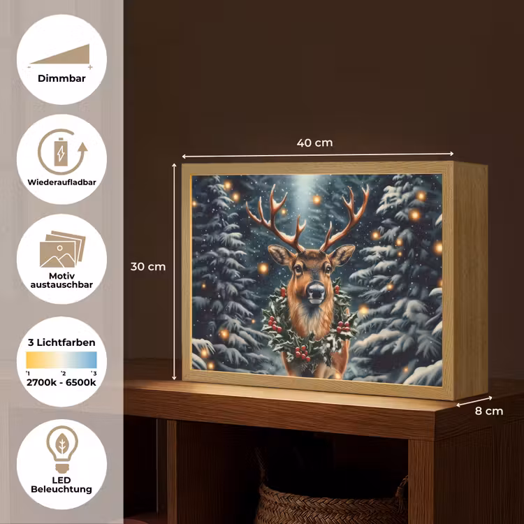 Kerst - Magie - Bos - Kleurrijk Light Box met batterij (Wandlamp) middel -USP_websiteoverzichtDE