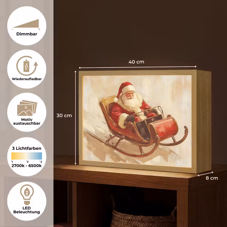 Kerst - Slee - Kerstman Light Box met batterij (Wandlamp) middel -USP_websiteoverzichtDE