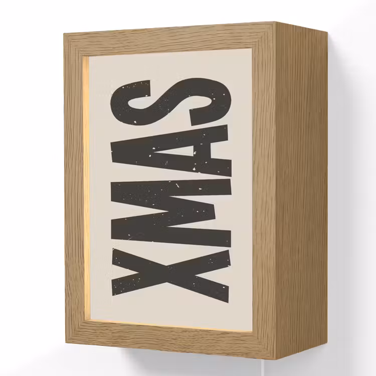 Kerst - Christmas - Japandi - Beige Light Box met kabel (Wandlamp) klein -3d