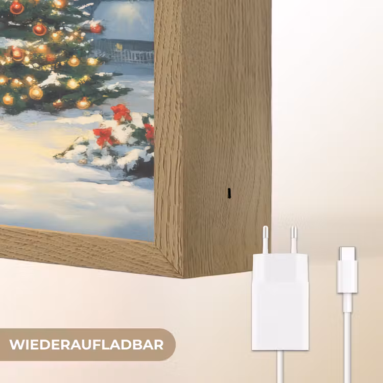 Kerst - Kerstboom - Winter - Huis - Sneeuw Light Box met batterij (Wandlamp) middel -USP_websiteoplaadbaarDE