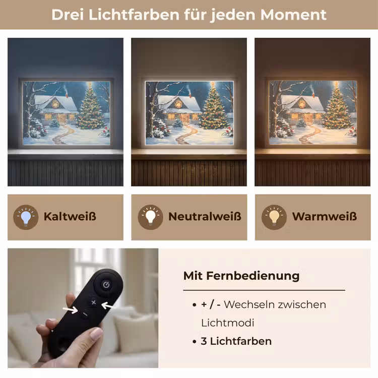 Kerst - Kerstboom - Winter - Huis - Sneeuw Light Box met batterij (Wandlamp) middel -USP_lichtkleurDE
