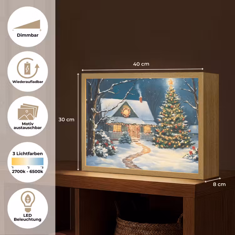 Kerst - Kerstboom - Winter - Huis - Sneeuw Light Box met batterij (Wandlamp) middel -USP_websiteoverzichtDE