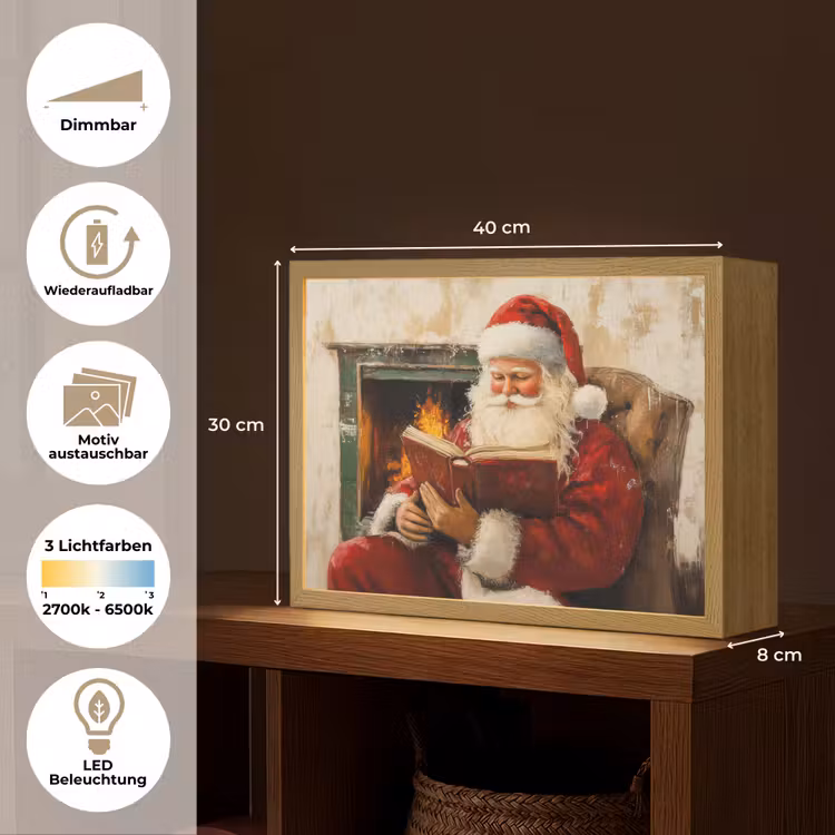Kerst - Kerstman - Winter - Open Haard Light Box met batterij (Wandlamp) middel -USP_websiteoverzichtDE