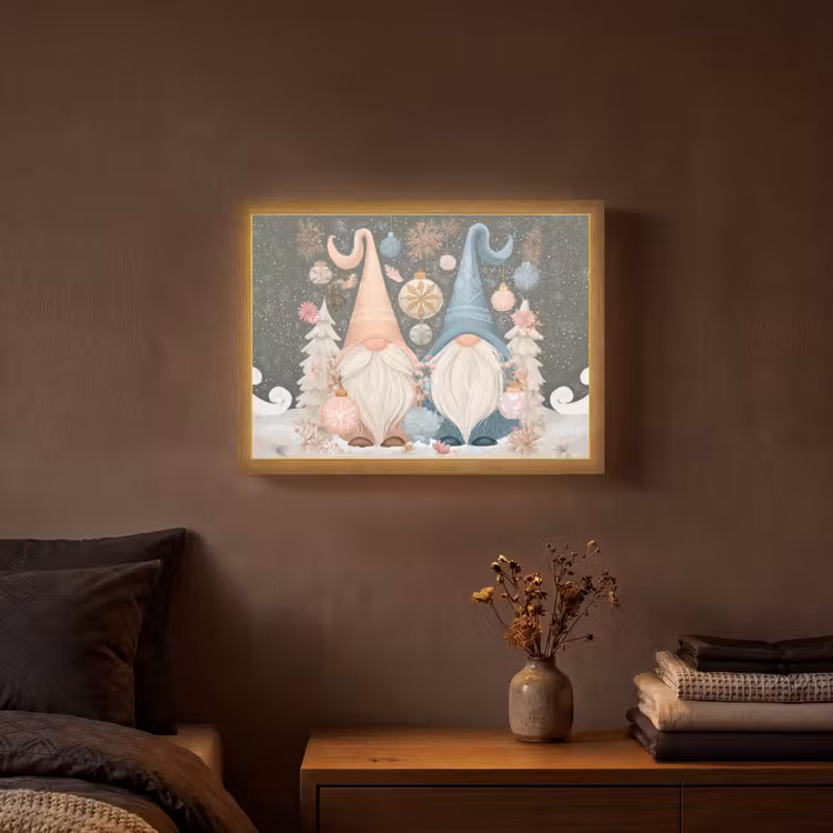 Kerst - Gnomen - Pastel Light Box met batterij (Wandlamp) middel -sfeer4