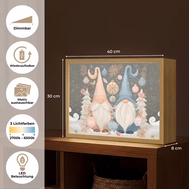 Kerst - Gnomen - Pastel Light Box met batterij (Wandlamp) middel -USP_websiteoverzichtDE