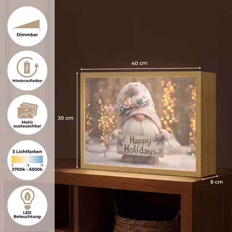 Kerst - Gnome - Bord - Kleurrijk Light Box met batterij (Wandlamp) middel -USP_websiteoverzichtDE