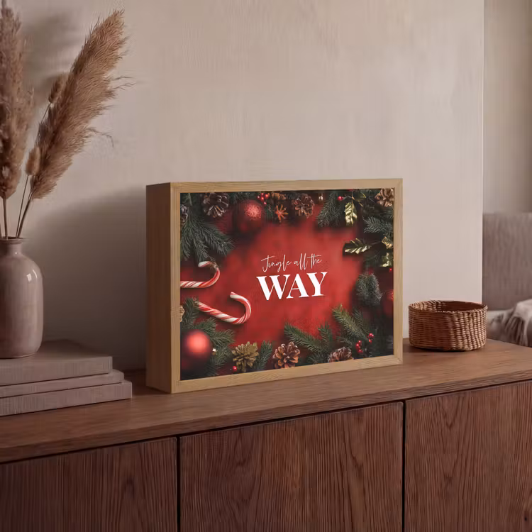 Kerst - Quote - Rood - Kerstballen Light Box met batterij (Wandlamp) middel -sfeer2