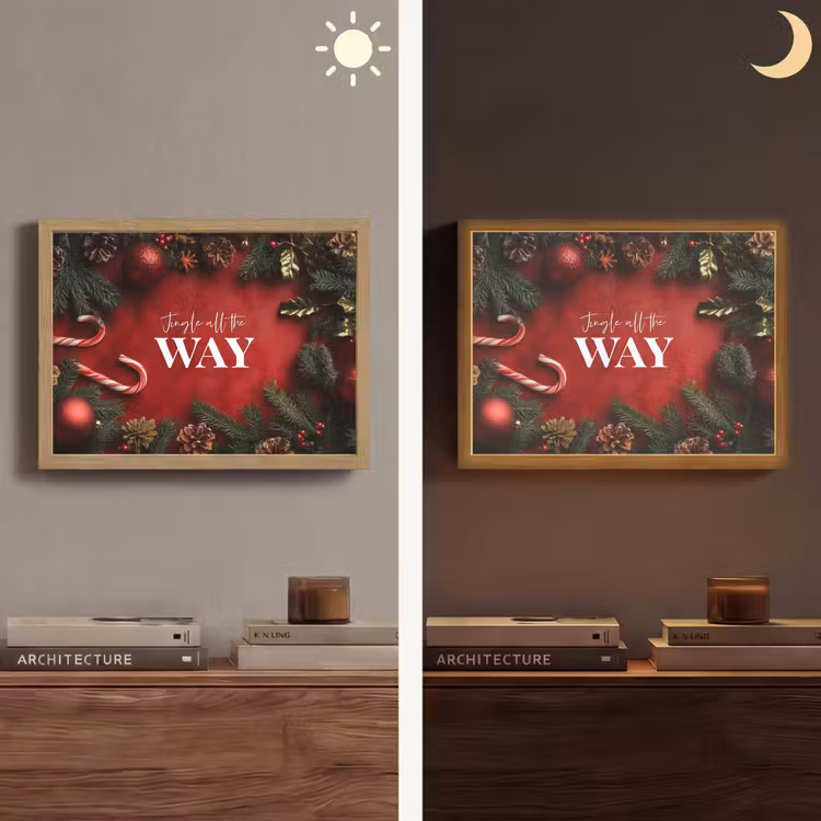 Kerst - Quote - Rood - Kerstballen Light Box met batterij (Wandlamp) middel -sfeer3