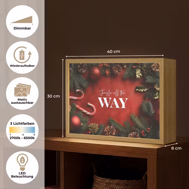 Kerst - Quote - Rood - Kerstballen Light Box met batterij (Wandlamp) middel -USP_websiteoverzichtDE