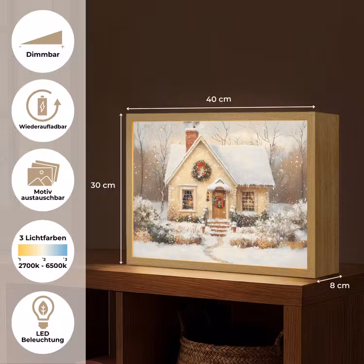 Kerst - Huis - Winter - Sneeuw Light Box met batterij (Wandlamp) middel -USP_websiteoverzichtDE