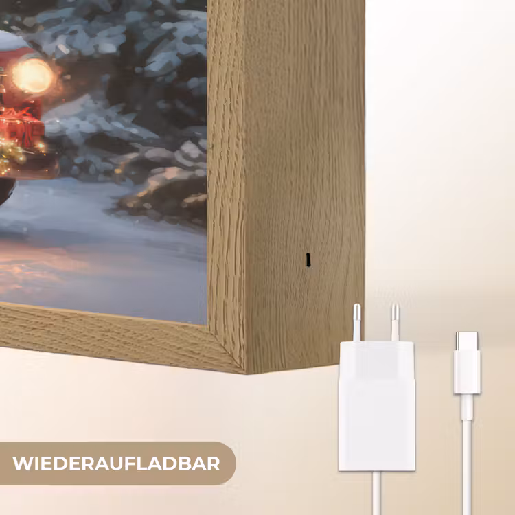 Kersttruck - Sneeuwbos - Rood Light Box met batterij (Wandlamp) middel -USP_websiteoplaadbaarDE