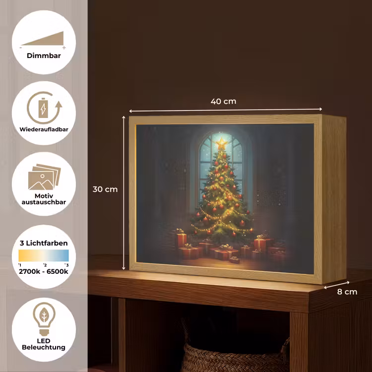 Kerstboom - Cadeau - Kerst - Winter Light Box met batterij (Wandlamp) middel -USP_websiteoverzichtDE