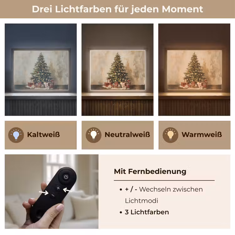 Kerstboom - Versierd - Kleurrijk Light Box met batterij (Wandlamp) middel -USP_lichtkleurDE