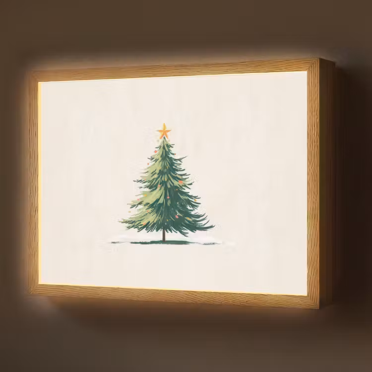 Kerstboom - Illustratie - Ster - Sneeuw Light Box met batterij (Wandlamp) middel -z3d_website