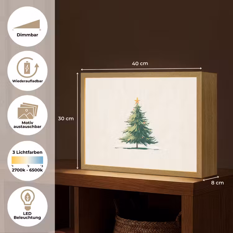 Kerstboom - Illustratie - Ster - Sneeuw Light Box met batterij (Wandlamp) middel -USP_websiteoverzichtDE