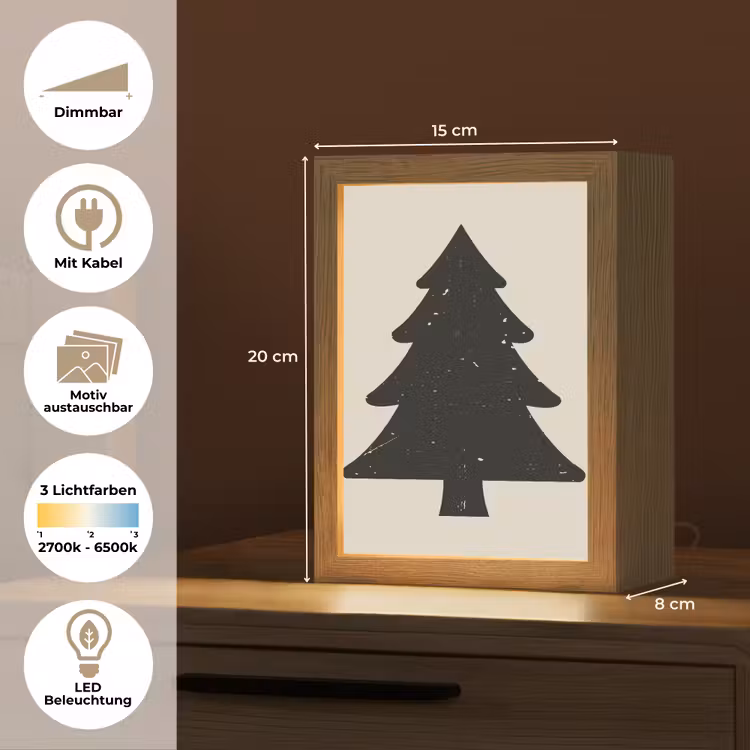 Kerstboom - Zwarte kerstboom - Boom - Japandi Light Box met kabel (Wandlamp) klein -USP_websiteoverzichtDE