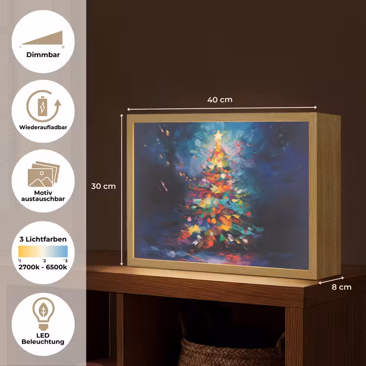 Kerstboom - Kerst - Abstract - Kleurrijk Light Box met batterij (Wandlamp) middel -USP_websiteoverzichtDE