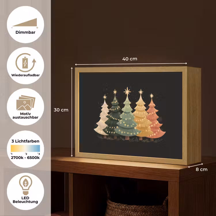 Kerstbomen - Kleurrijk - Lichtjes - Ster Light Box met batterij (Wandlamp) middel -USP_websiteoverzichtDE
