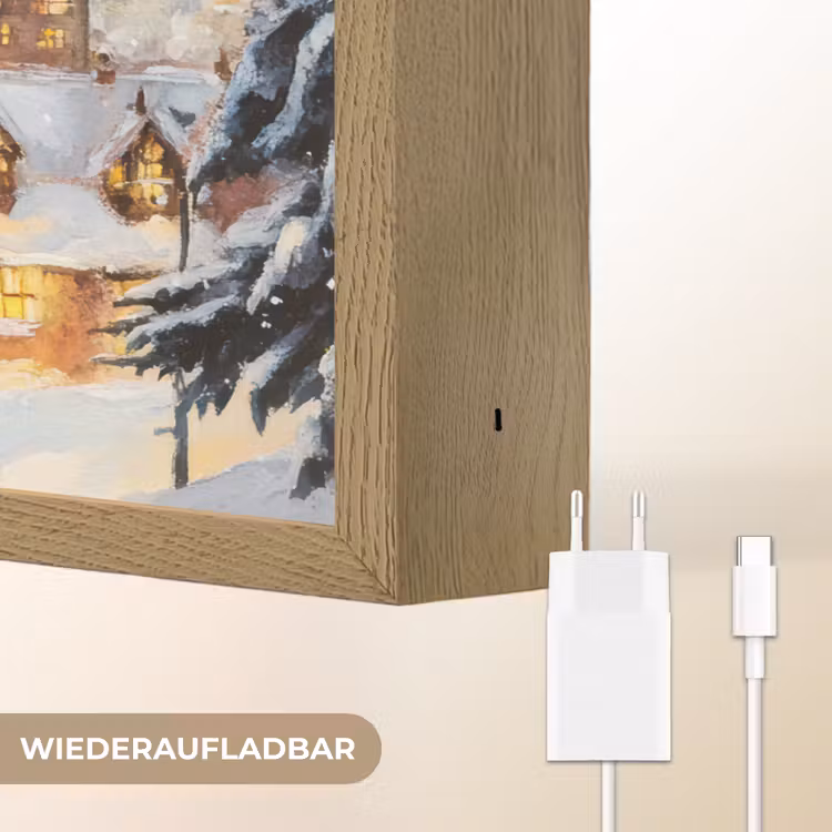 Kerstdorp - Huizen - Sneeuw - Kerst Light Box met batterij (Wandlamp) middel -USP_websiteoplaadbaarDE