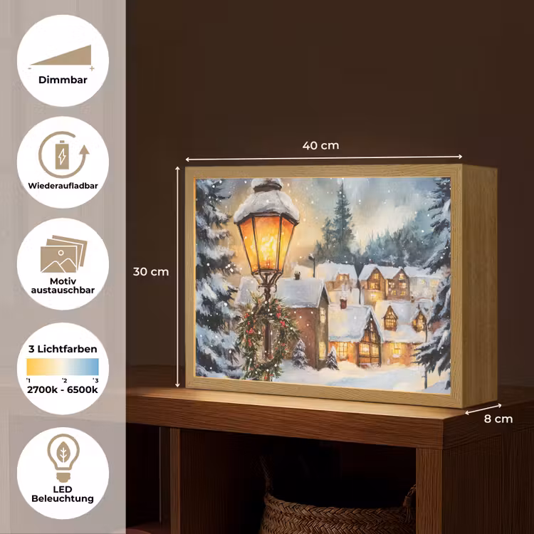 Kerstdorp - Huizen - Sneeuw - Kerst Light Box met batterij (Wandlamp) middel -USP_websiteoverzichtDE