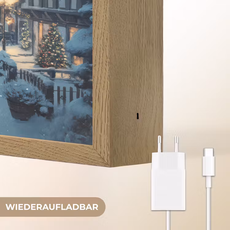 Kerstdorp - Kerst - Sneeuw - Winter Light Box met batterij (Wandlamp) middel -USP_websiteoplaadbaarDE