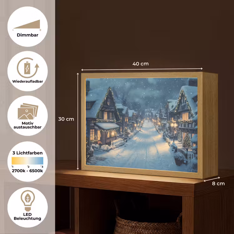 Kerstdorp - Kerst - Sneeuw - Winter Light Box met batterij (Wandlamp) middel -USP_websiteoverzichtDE