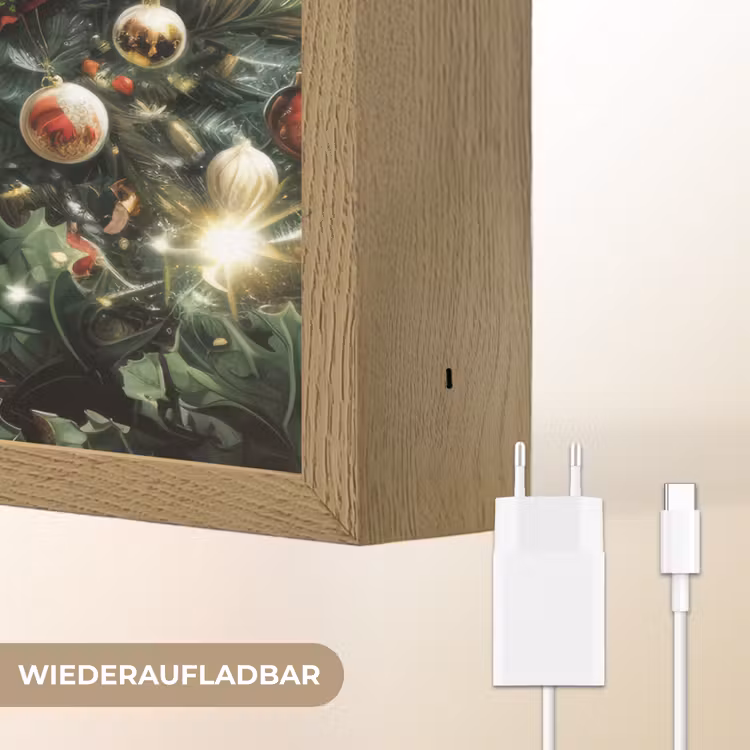 Kerstfeest - Dennenbos - Rood Light Box met batterij (Wandlamp) middel -USP_websiteoplaadbaarDE