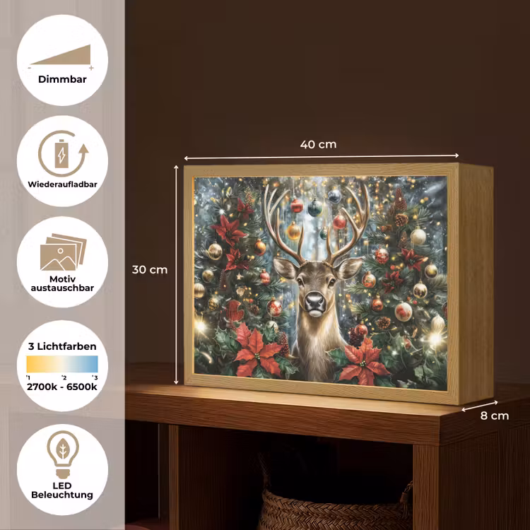 Kerstfeest - Dennenbos - Rood Light Box met batterij (Wandlamp) middel -USP_websiteoverzichtDE