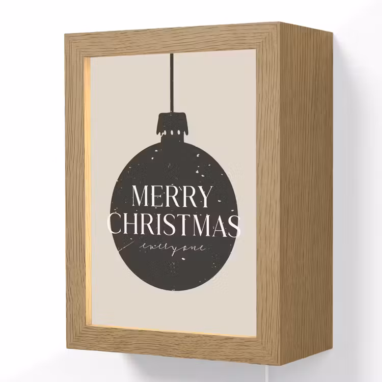 Kerstballen - Japandi - Christmas - Zwarte kerstballen Light Box met kabel (Wandlamp) klein -3d