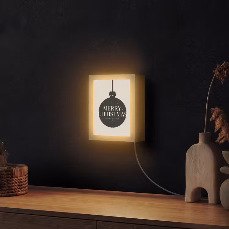 Kerstballen - Japandi - Christmas - Zwarte kerstballen Light Box met kabel (Wandlamp) klein -sfeer1