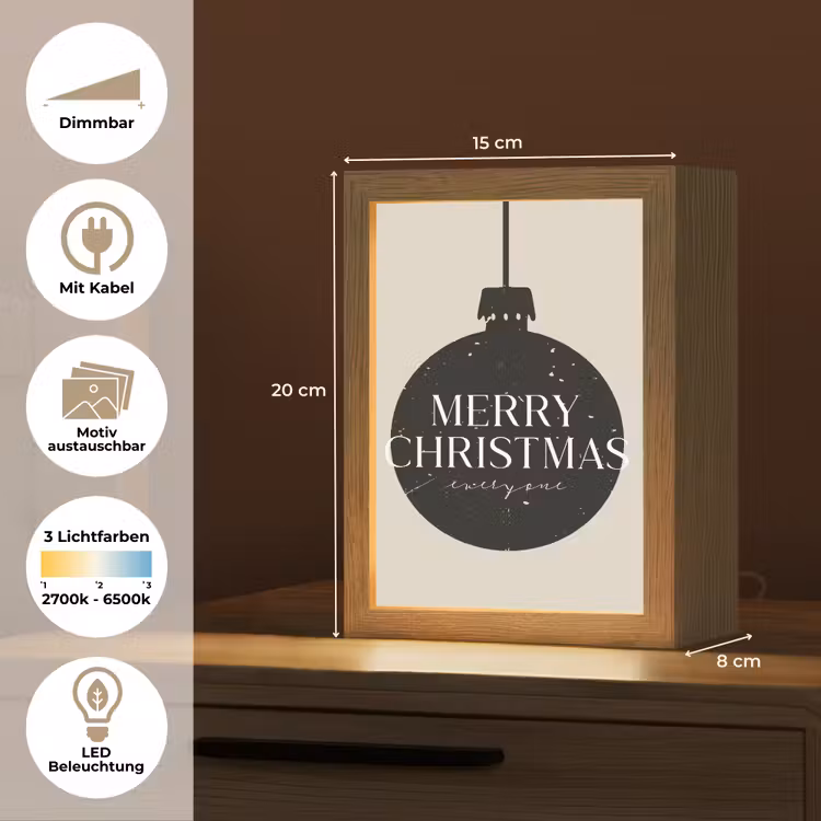 Kerstballen - Japandi - Christmas - Zwarte kerstballen Light Box met kabel (Wandlamp) klein -USP_websiteoverzichtDE