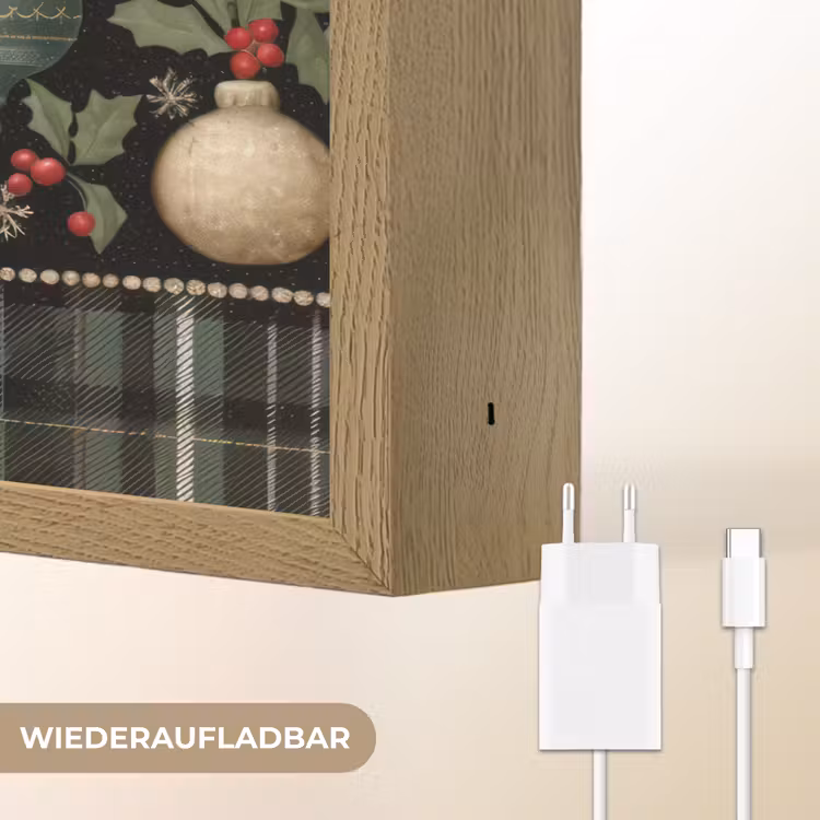 Kerstballen - Rood - Hulsttakken - Patroon Light Box met batterij (Wandlamp) middel -USP_websiteoplaadbaarDE