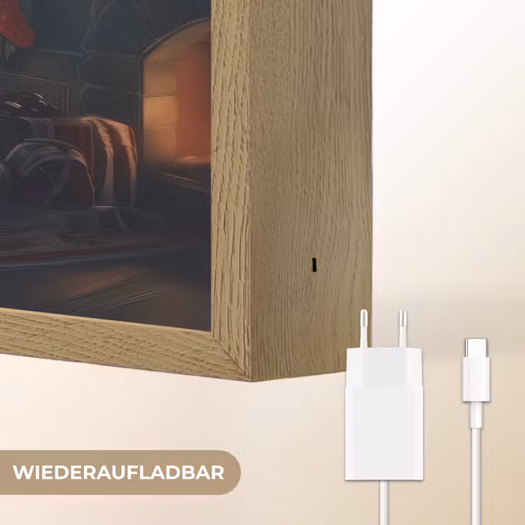 Kerstman - Haard - Donker Light Box met batterij (Wandlamp) middel -USP_websiteoplaadbaarDE
