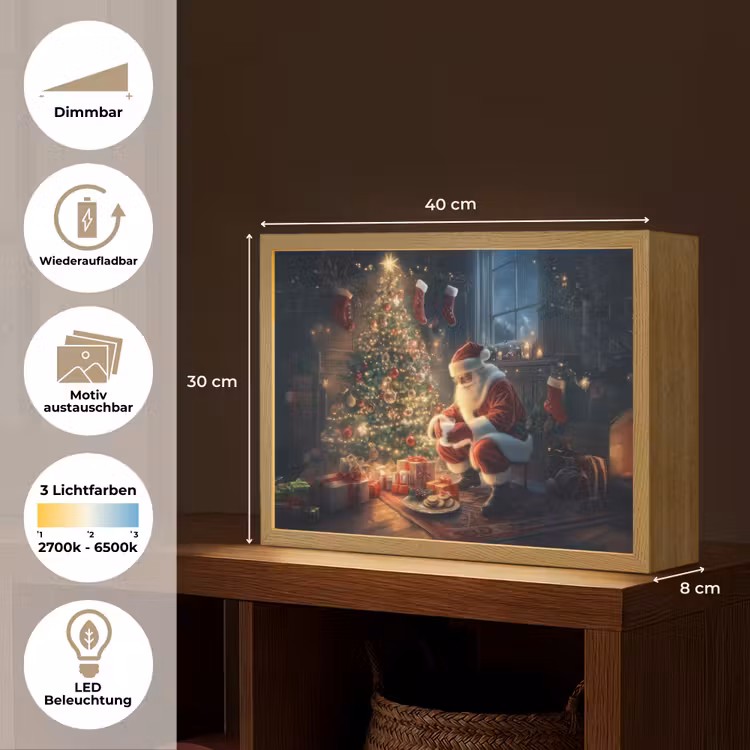 Kerstman - Haard - Donker Light Box met batterij (Wandlamp) middel -USP_websiteoverzichtDE