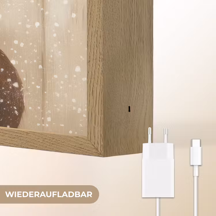 Kerstman - Rendier - Sneeuw - Kleurrijk Light Box met batterij (Wandlamp) middel -USP_websiteoplaadbaarDE