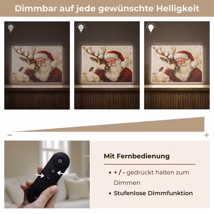 Kerstman - Rendier - Kerst - Christmas Light Box met batterij (Wandlamp) middel -USP_dimbaarDE
