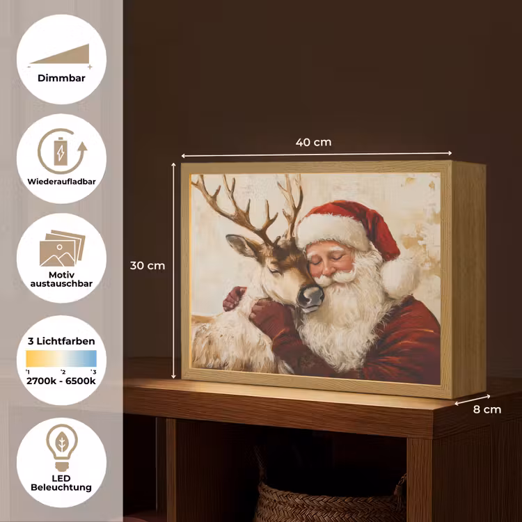 Kerstman - Rendier - Kerst - Christmas Light Box met batterij (Wandlamp) middel -USP_websiteoverzichtDE