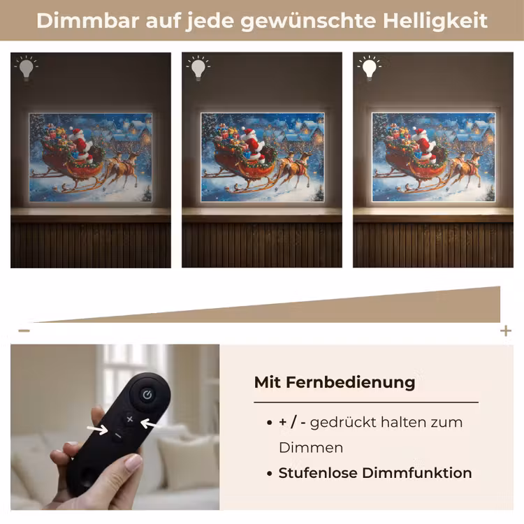 Kerstman - Rendier - Kerst - Sneeuw Light Box met batterij (Wandlamp) middel -USP_dimbaarDE