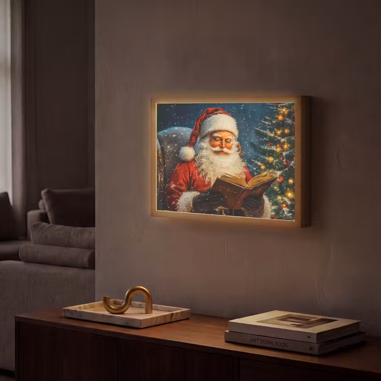 Kerstman - Kerst - Winter - Kerstboom Light Box met batterij (Wandlamp) middel -sfeer1