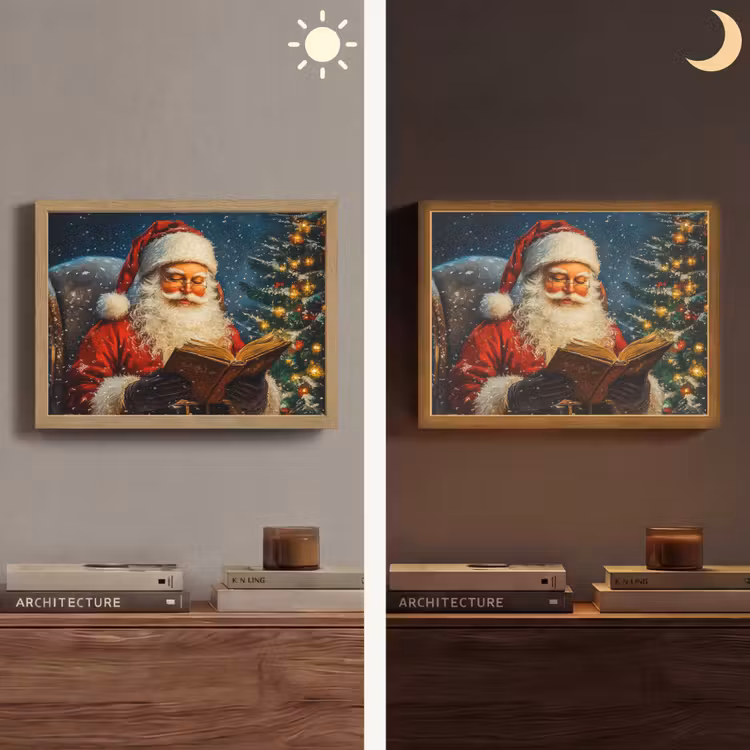 Kerstman - Kerst - Winter - Kerstboom Light Box met batterij (Wandlamp) middel -sfeer3