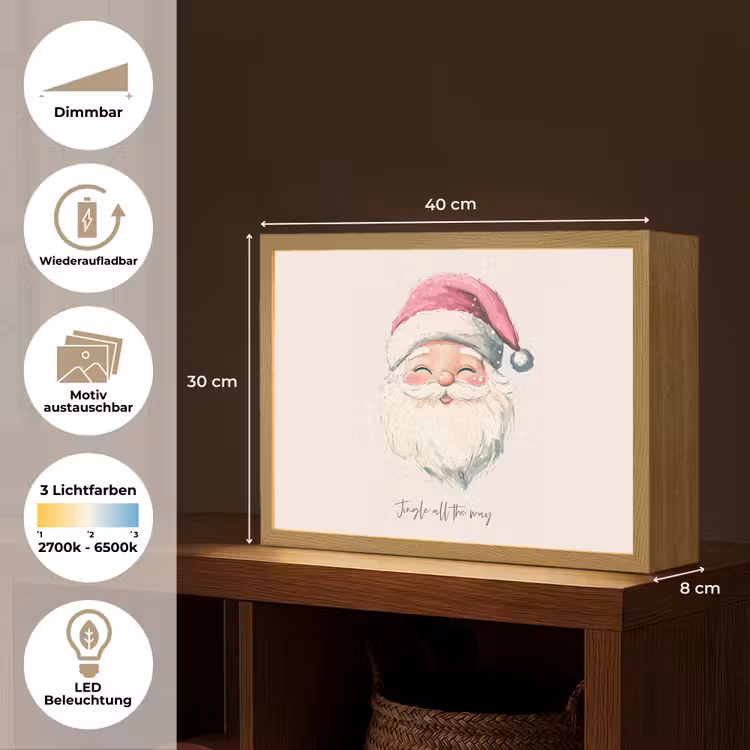 Kerstman - Kerst - Quote - Beige Light Box met batterij (Wandlamp) middel -USP_websiteoverzichtDE