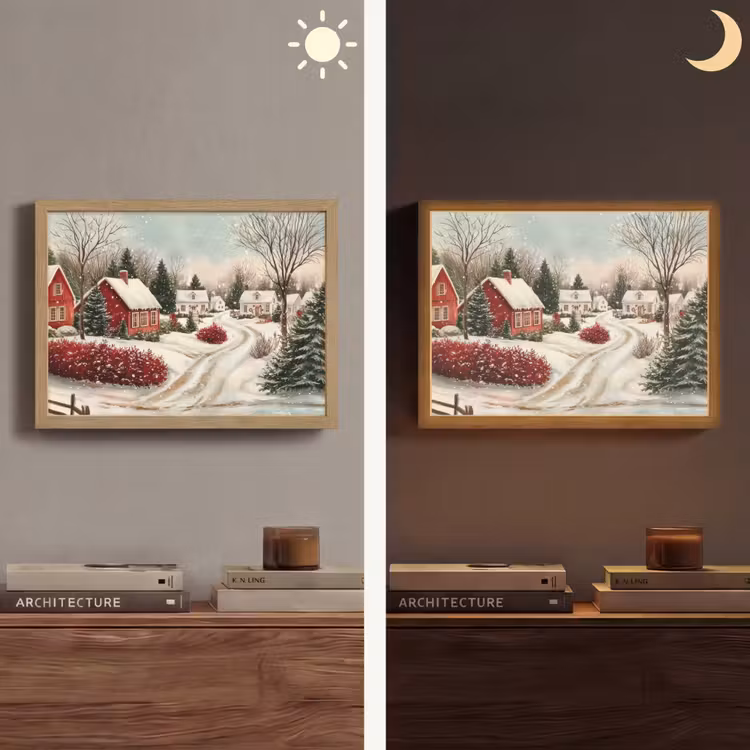 Kerstsfeer - Landelijk - Rood Light Box met batterij (Wandlamp) middel -sfeer3