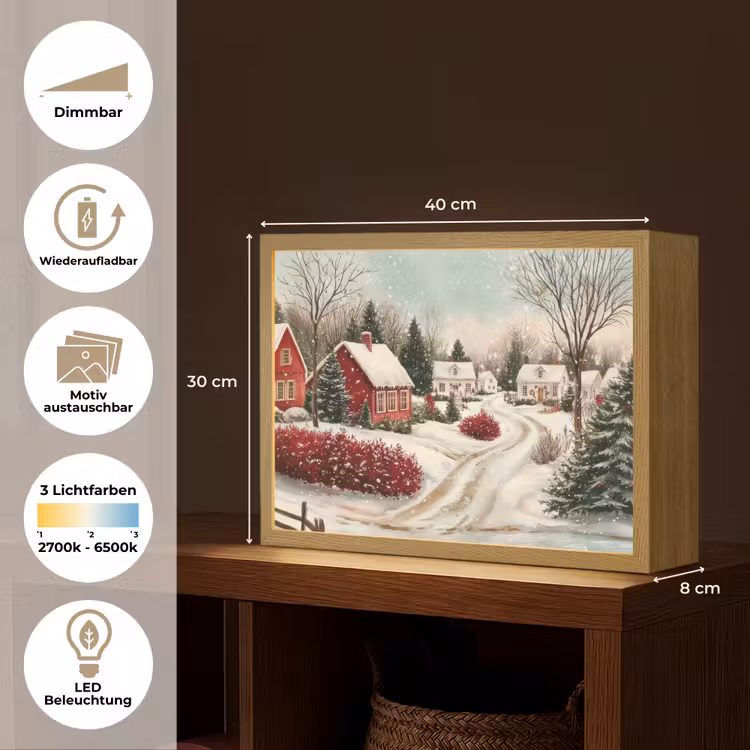 Kerstsfeer - Landelijk - Rood Light Box met batterij (Wandlamp) middel -USP_websiteoverzichtDE