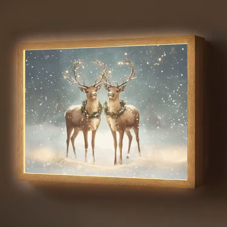 Kerstmagie - Winterwoud - Rendier Light Box met batterij (Wandlamp) middel -z3d_website