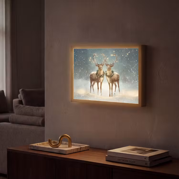 Kerstmagie - Winterwoud - Rendier Light Box met batterij (Wandlamp) middel -sfeer1