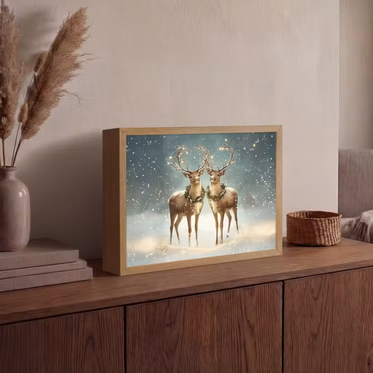 Kerstmagie - Winterwoud - Rendier Light Box met batterij (Wandlamp) middel -sfeer2