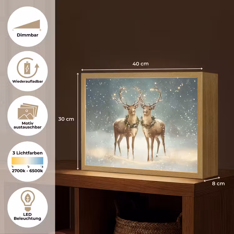 Kerstmagie - Winterwoud - Rendier Light Box met batterij (Wandlamp) middel -USP_websiteoverzichtDE
