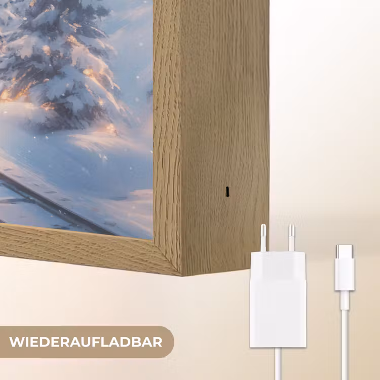 Kersttrein - Sneeuw - Winter - Kerst Light Box met batterij (Wandlamp) middel -USP_websiteoplaadbaarDE