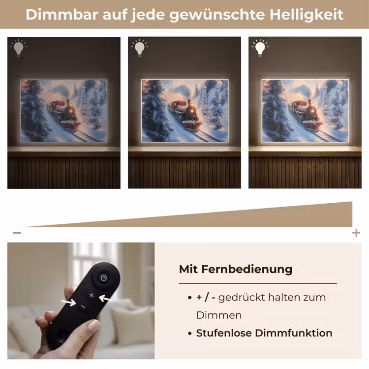 Kersttrein - Sneeuw - Winter - Kerst Light Box met batterij (Wandlamp) middel -USP_dimbaarDE