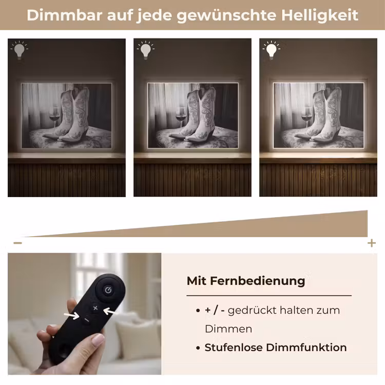 Wijn - Cowboylaarzen - Raamlicht - Wit Light Box met batterij (Wandlamp) middel -USP_dimbaarDE